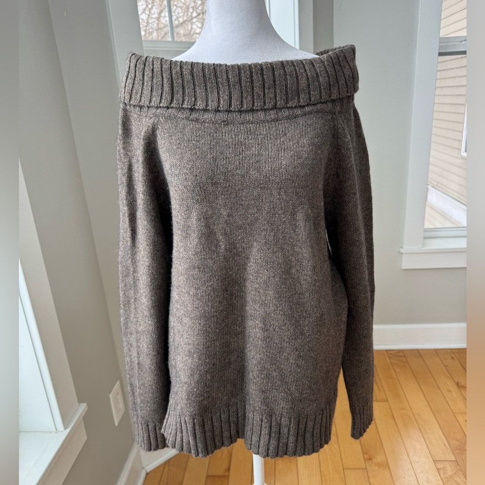 Vintage Old Navy Taupe Light Brown Cowl Neck Angora Wool Sweater Size XL